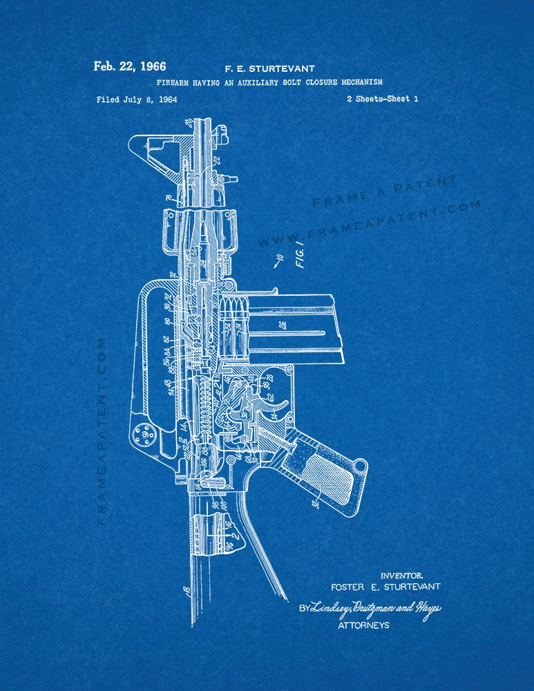 Colt AR-15 Semi-Automatic Rifle Patent Print Blueprint | eBay