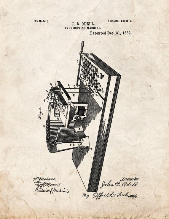 Type Setting Machine Patent Print