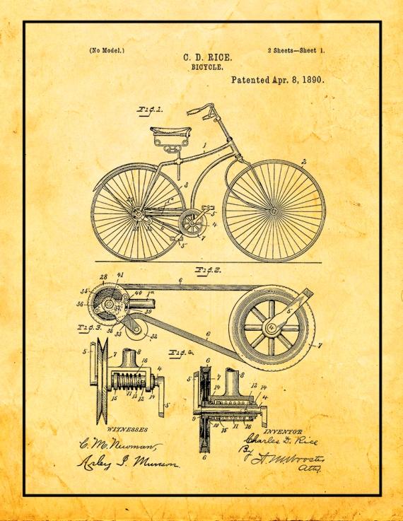 Bicycle Patent Print