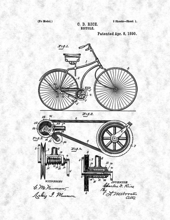 Bicycle Patent Print