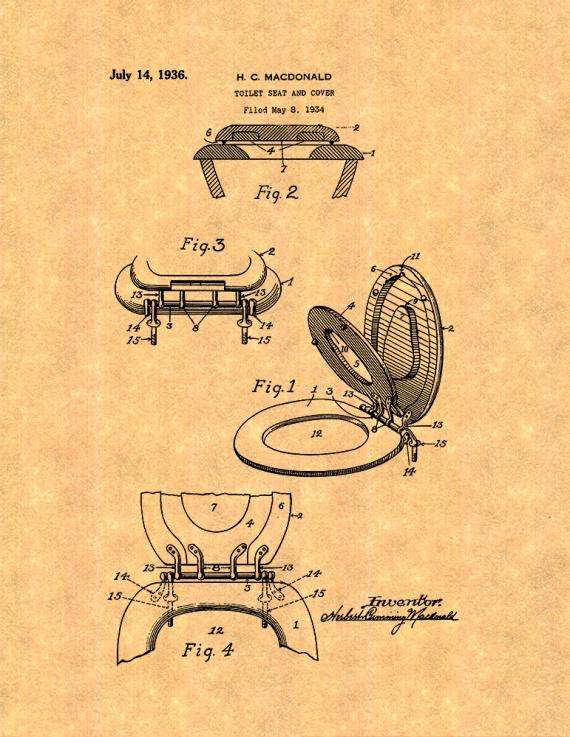 Toilet Seat And Cover Patent Print