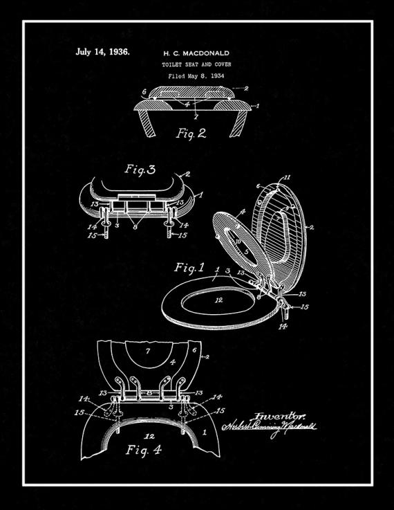Toilet Seat And Cover Patent Print