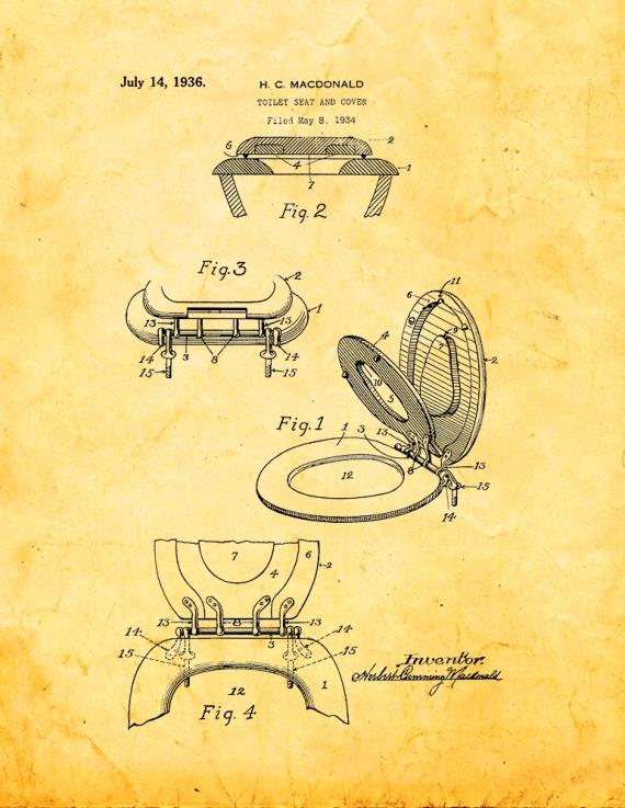 Toilet Seat And Cover Patent Print