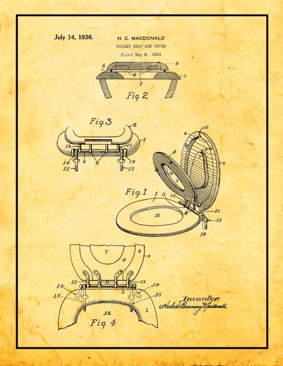 Toilet Seat And Cover Patent Print