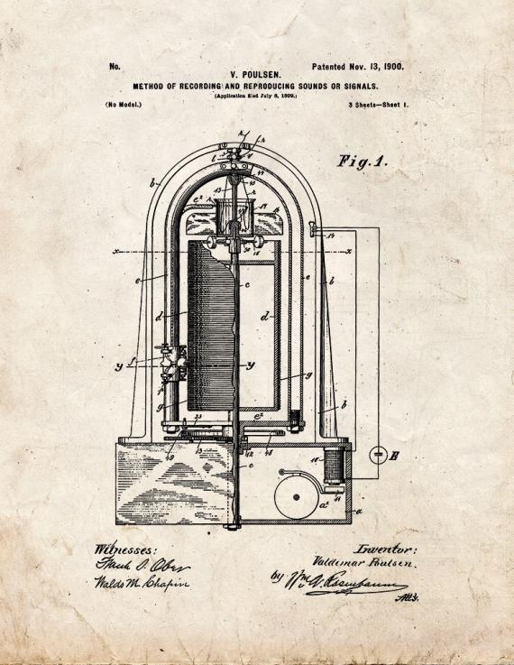 Recording And Reproducing Sounds Patent Print