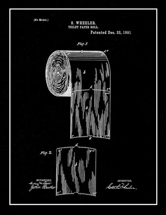 Toilet Paper Roll Patent Print