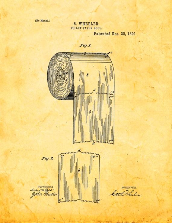 Toilet Paper Roll Patent Print