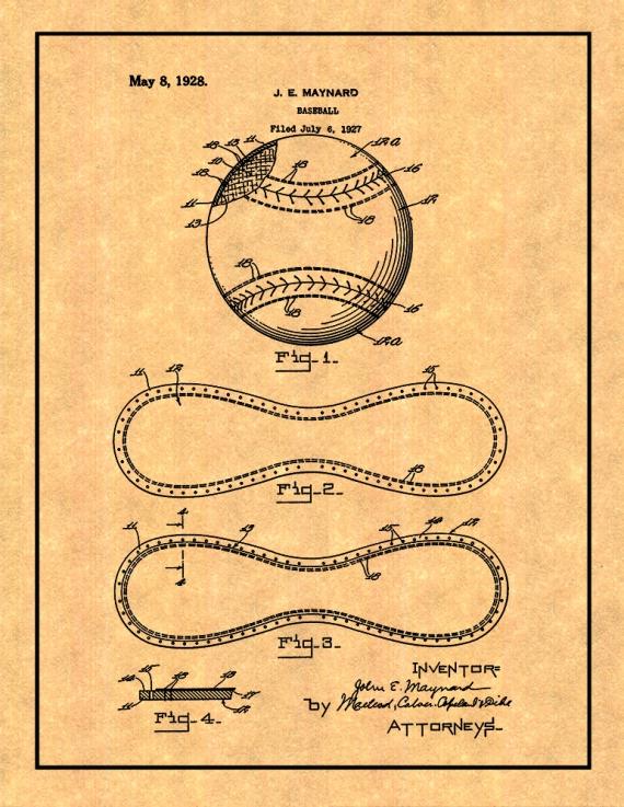 Baseball Patent Print