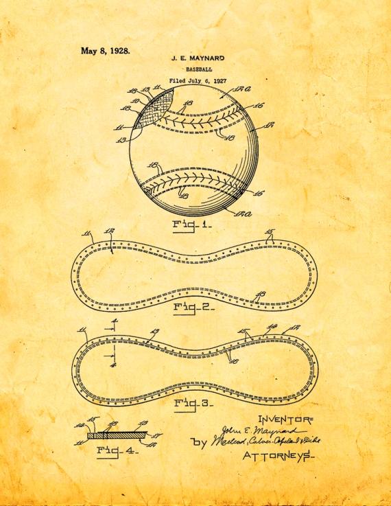 Baseball Patent Print