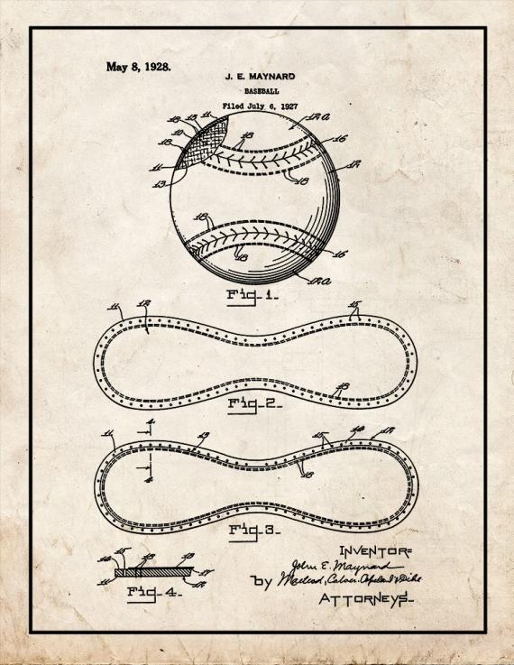 Baseball Patent Print