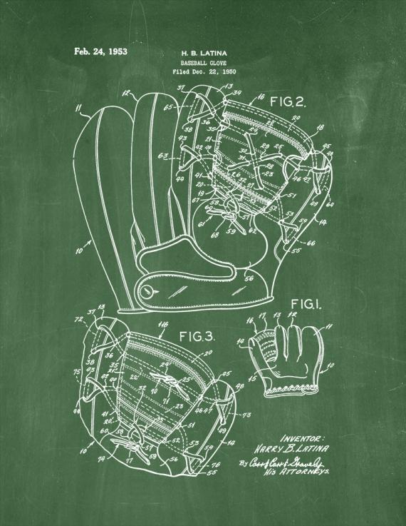 Baseball Glove Patent Print