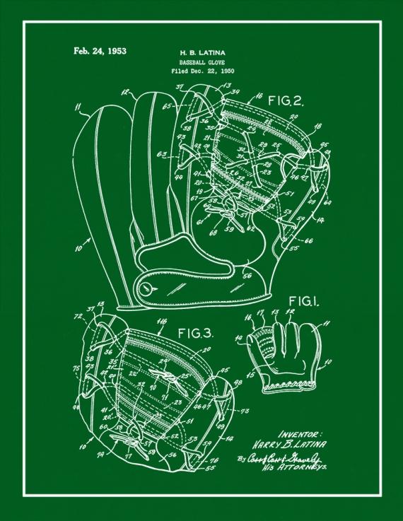 Baseball Glove Patent Print