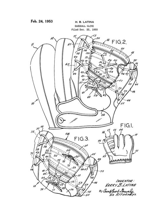 Baseball Glove Patent Print