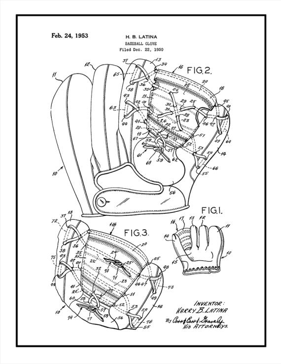 Baseball Glove Patent Print