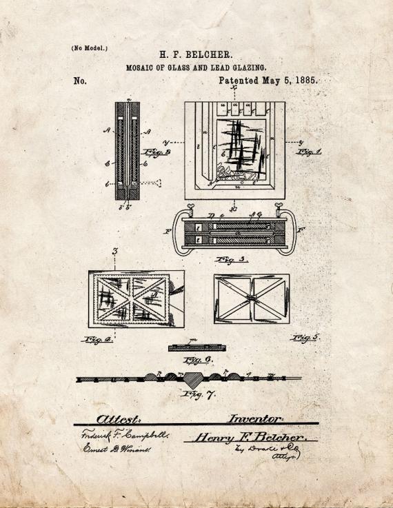 Mosaic Of Glass And Lead Glazing Patent Print