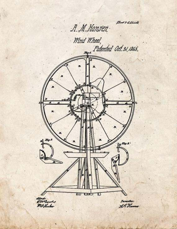 Wind Wheel Patent Print