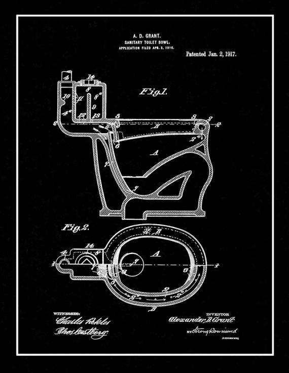 Sanitary Toilet-bowl Patent Print