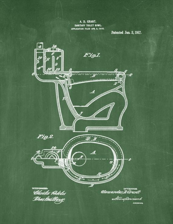 Sanitary Toilet-bowl Patent Print
