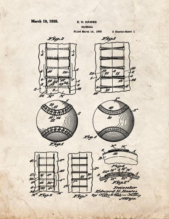 Baseball Catcher Mask Vintage Patent Drawing