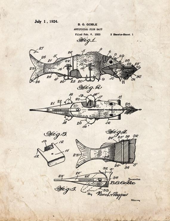 Fishing Rod Patent - Fishing Art - Blueprint Acrylic Box by Patent