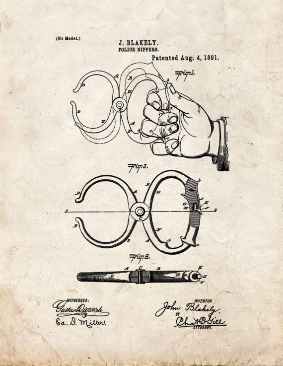 Police Nippers Patent Print