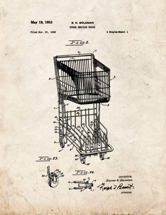 Shopping Cart Patent Print