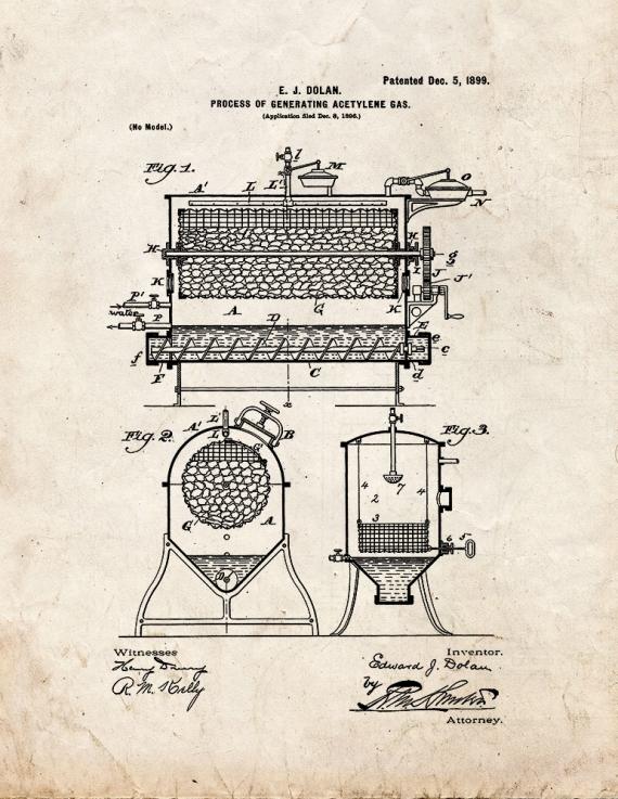 Process Of Generating Acetylene Gas Patent Print