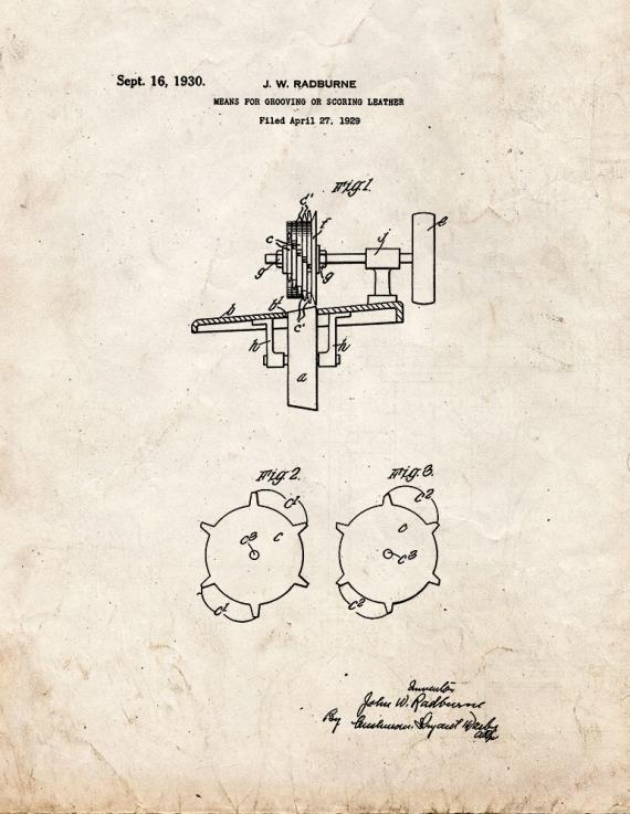 Means for Grooving or Scoring Leather Patent Print