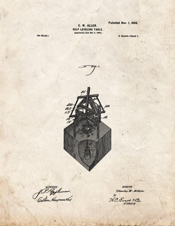 Self Leveling Table Patent Print