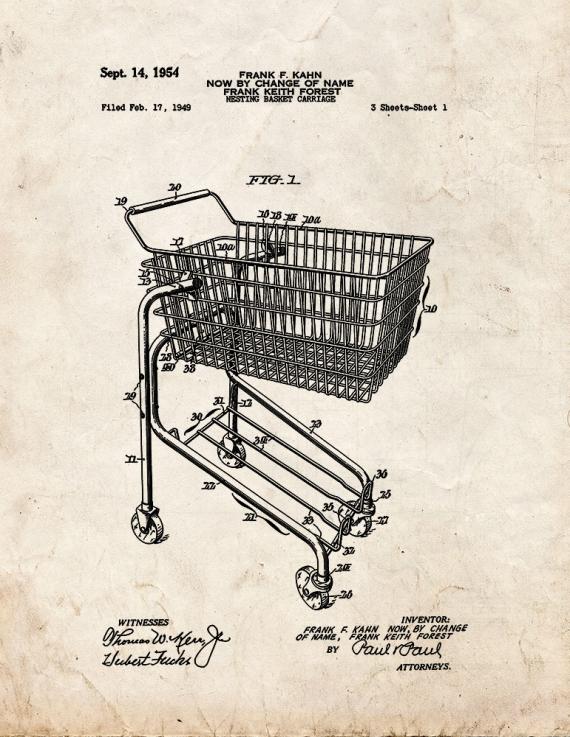 Shopping Cart Patent Print