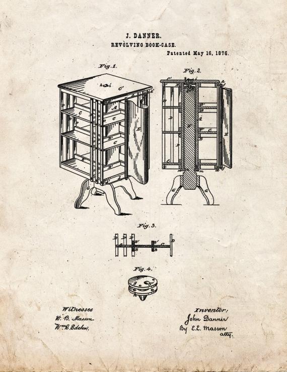 Revolving Book Case Patent Print