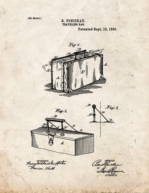 Traveling Bag Patent Print