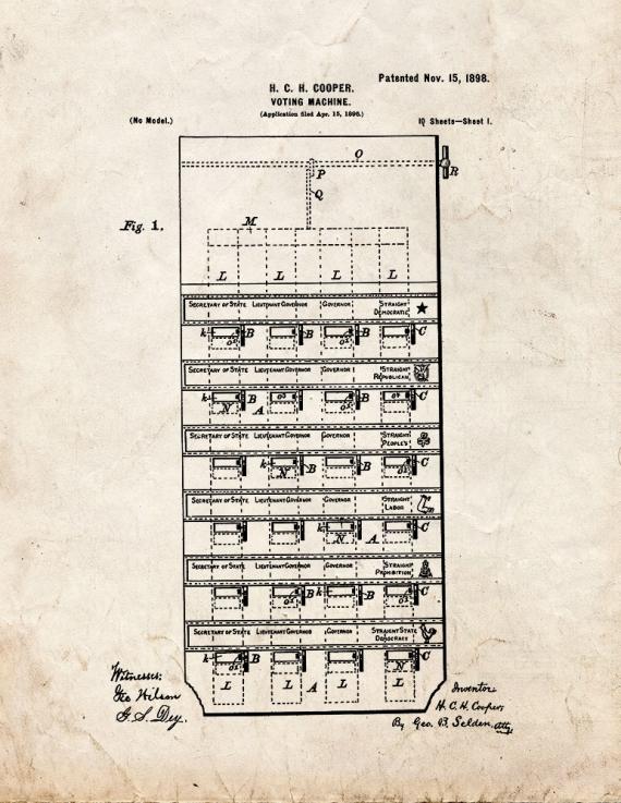 Voting Machine Patent Print