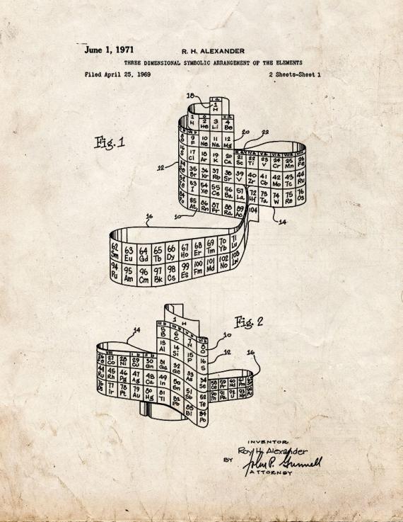 Three Dimensional Symbolic Arrangement Of The Elements Patent Print