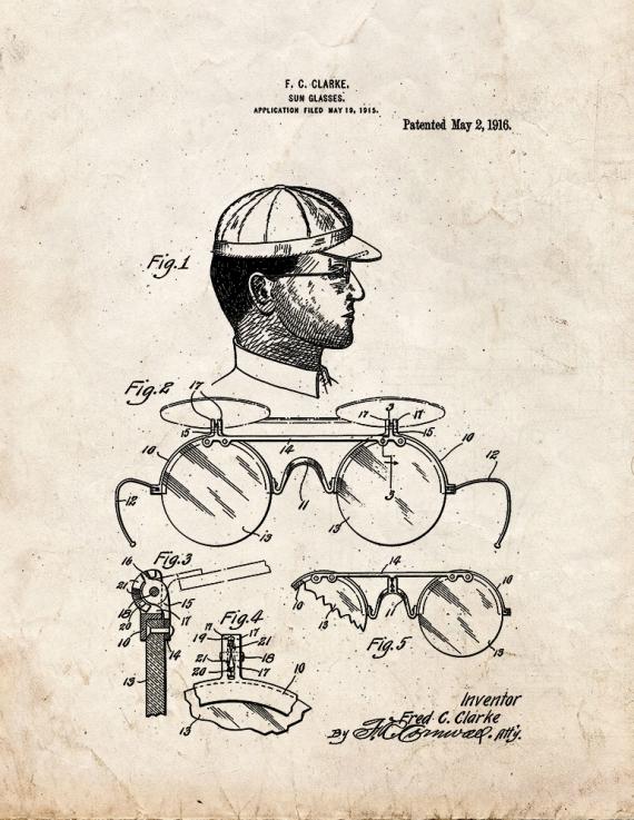 Sunglasses Patent Print