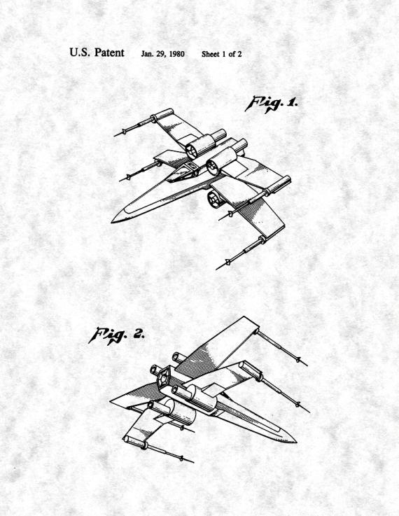 Star Wars X-Wing Fighter Patent Print