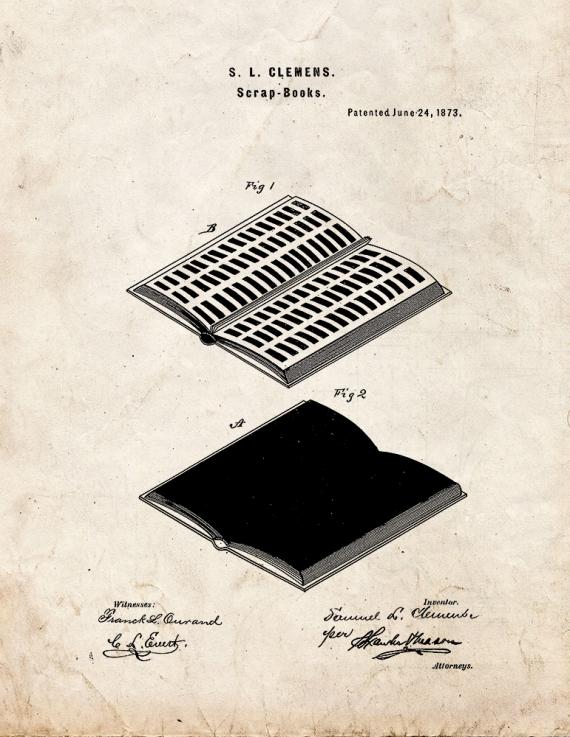 Samuel Clemens Scrap-books Patent Print