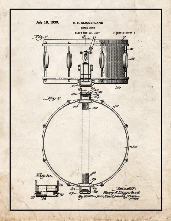 Snare Drum Patent Print