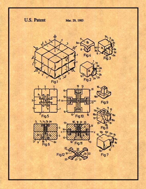 Rubik Cube Toy Patent Print