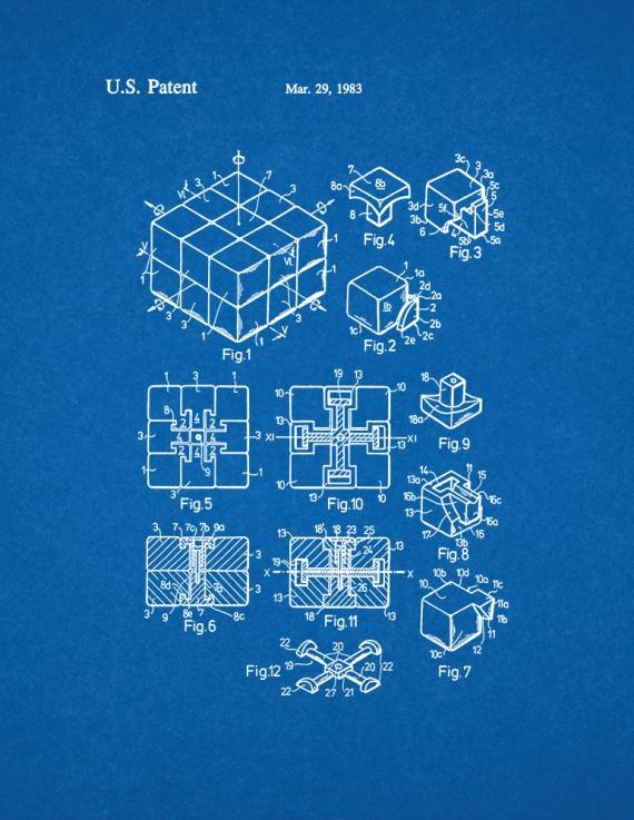 Rubik Cube Toy Patent Print