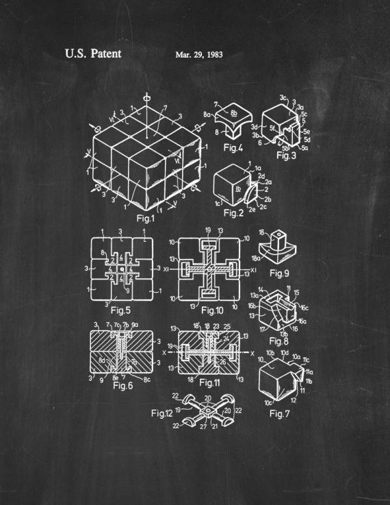 Rubik Cube Toy Patent Print