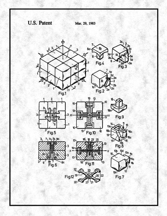 Rubik Cube Toy Patent Print