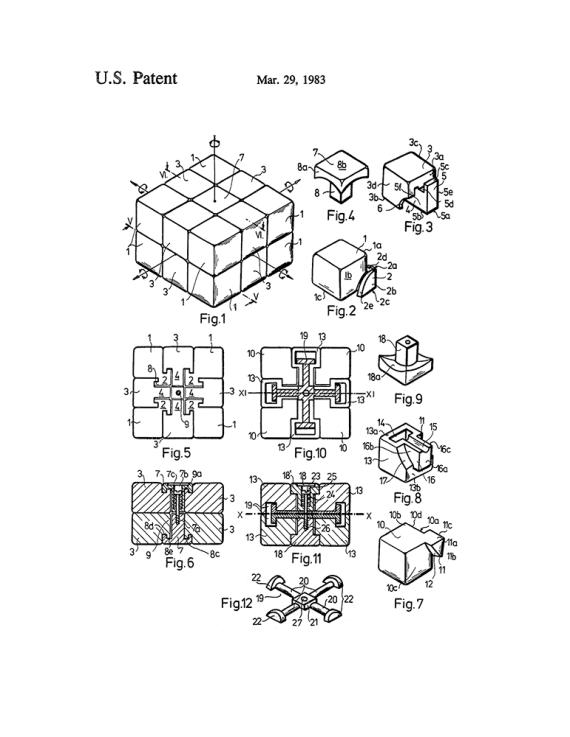 Rubik Cube Toy Patent Print