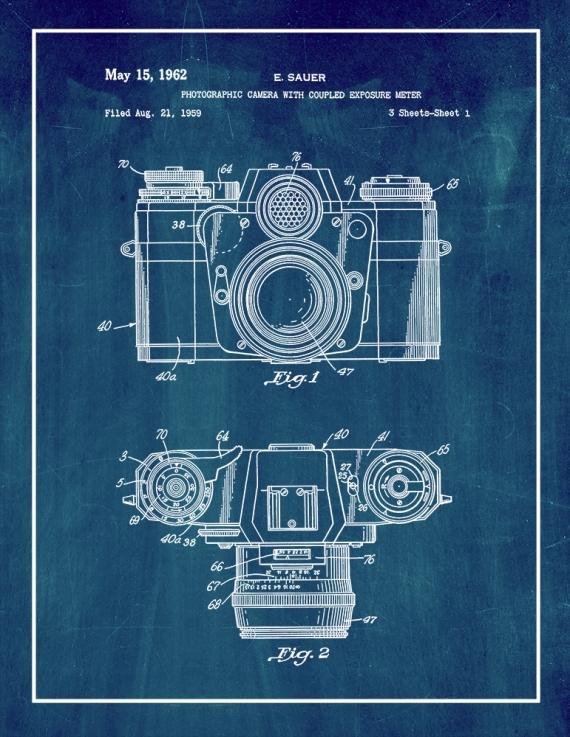 Photographic Camera With Coupled Exposure Meter Patent Print