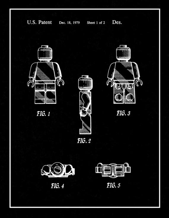 Legoman Toy Figure Patent Print