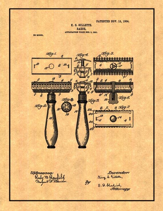 Gillette Razor Patent Print