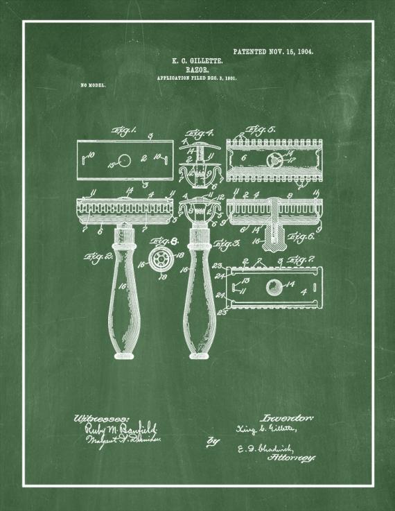 Gillette Razor Patent Print