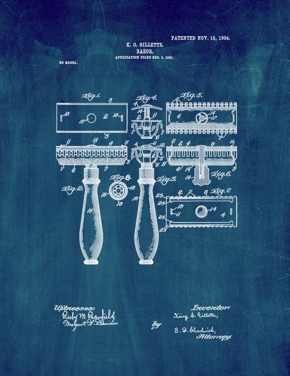 Gillette Razor Patent Print