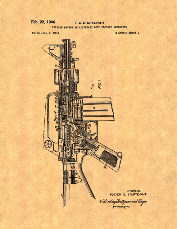 Colt AR-15 Semi-Automatic Rifle Patent Print