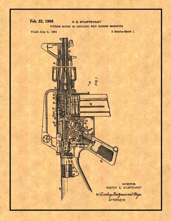 Colt AR-15 Semi-Automatic Rifle Patent Print